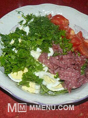 Приготовление блюда по рецепту - Сытный салат с рукколой.. Шаг 2