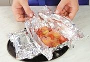 Приготовление блюда по рецепту - Фрукты в кулечках с ванильным соусом. Шаг 6
