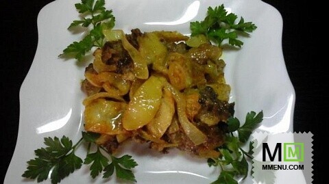 Куриная печень с яблоками по берлински Куриная печень с яблоками по берлински