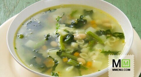 Суп со стручковой фасолью и шпинатом