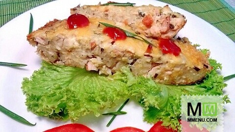 Макаронная запеканка с копчёной курицей 