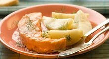 Рецепт - Лосось-гриль с укропом, морской солью и отварным картофелем