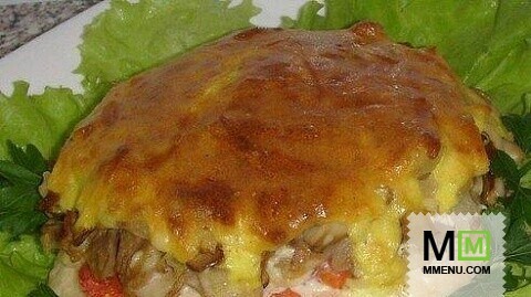 Мясо с грибами под нежной, хрустящей корочкой Мясо с грибами под нежной, хрустящей корочкой