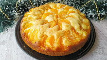 Рецепт - Мандариновый пирог (простое тесто + свежие мандарины)