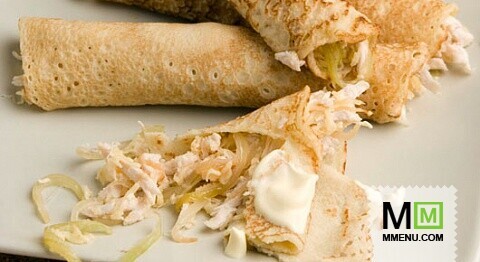 Блинчики с начинкой из курицы с сыром Блинчики с начинкой из курицы с сыром