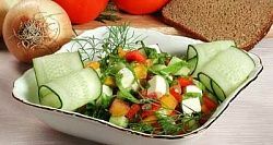Рецепт - Зеленый салат с ветчиной