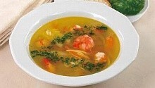 Рецепт - Суп картофельный с рисом и креветками