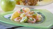 Рецепт - Салат из креветок с яблоками и ананасом