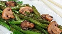 Рецепт - Стручковая фасоль, жаренная с шампиньонами