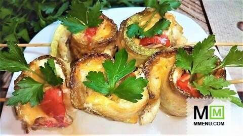 Рулеты из кабачков с курицей на шпажках. вкусный рецепт кабачков