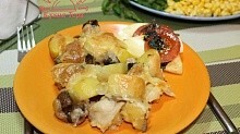 Рецепт - Запеченный картофель с грибами и сыром моцарелла