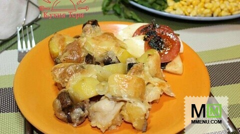 Запеченный картофель с грибами и сыром моцарелла