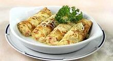 Рецепт - Блинчики с сырной начинкой