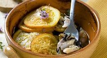Рецепт - Рыба, тушенная с грибами и апельсином
