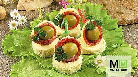 Канапе с колбасой и сыром Канапе с колбасой и сыром