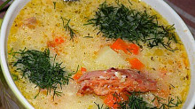 Рецепт - Суп с копчёной курицей и плавленным сырком