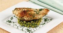 Рецепт - Курица, тушенная с зеленым горошком