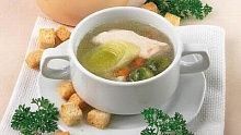 Рецепт - Бульон с овощами и цыпленком в горш