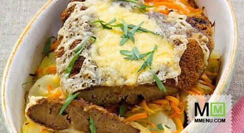 Печенка, запеченная с картофелем Печенка, запеченная с картофелем