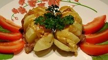 Рецепт - Картофель, запеченный с грудинкой