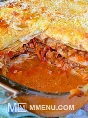 Приготовление блюда по рецепту - Лазанья из капусты с мясом и грибами. Шаг 10