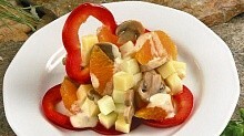Рецепт - Пестрый салат с мандаринами