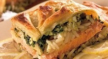 Рецепт - Пирог с семгой и рисом
