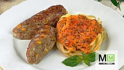 Мясные колбаски с макаронами Мясные колбаски с макаронами