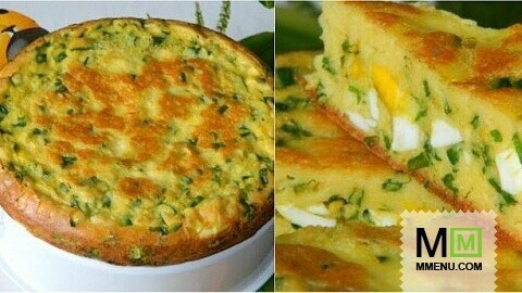 Быстрый пирог с яйцами и луком