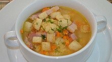 Рецепт - Гороховый суп с копченой грудинкой