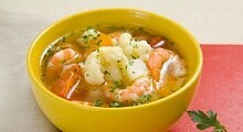 Рецепт - Суп с креветками и цветной капустой
