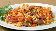 Рецепт - Паэлья с колбасой и беконом