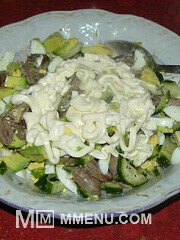 Приготовление блюда по рецепту - Салат с авокадо и куриными сердечками. Шаг 5