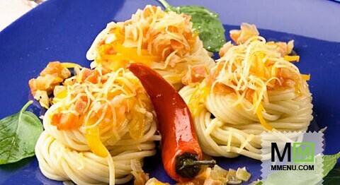 Спагетти с ветчиной и перцем Спагетти с ветчиной и перцем