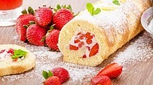 Рецепт - Клубничный бисквитный рулет за 30 минут ОЧЕНЬ ВКУСНЫЙ