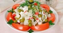 Рецепт - Салат с крабовым мясом и цветной капусто