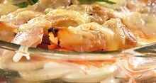 Рецепт - Окунь, запеченный с овощами