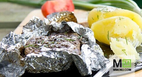 Мясо с горчицей, запеченное в фольге Мясо с горчицей, запеченное в фольге