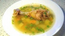 Рецепт - Куриный суп с молодым горошком