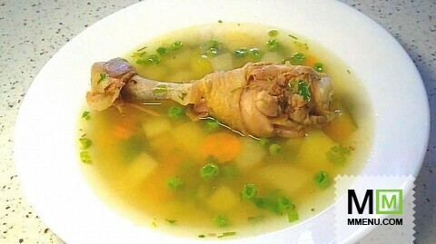 Куриный суп с молодым горошком
