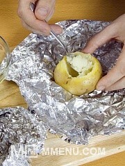 Приготовление блюда по рецепту - Картофель, фаршированный ветчиной. Шаг 4