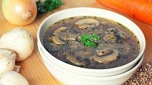 Рецепт - Гречневый суп с шампиньонами и фрикадельками
