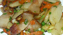 Рецепт - Жареная картошка на сале