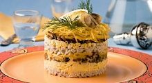 Рецепт - Салат-торт с курицей и грибами