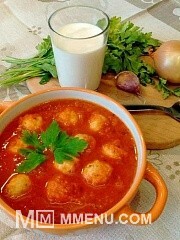 Приготовление блюда по рецепту - Томатный суп с фрикадельками. Шаг 10