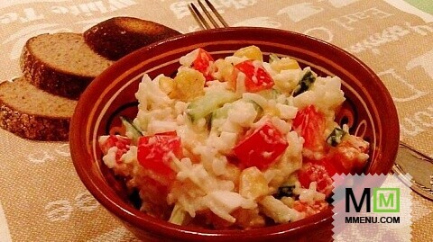 Пёстрый салат с овощами и рисом Пёстрый салат с овощами и рисом