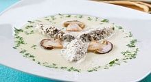 Рецепт - Крем суп с грибным муссом и чесночными гренками