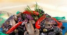 Рецепт - Краснокочанная капуста, тушенная с грибами