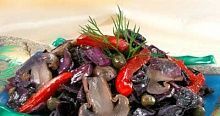 Рецепт - Краснокочанная капуста, тушенная с грибами