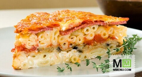 Рожки, запеченные с салями Рожки, запеченные с салями